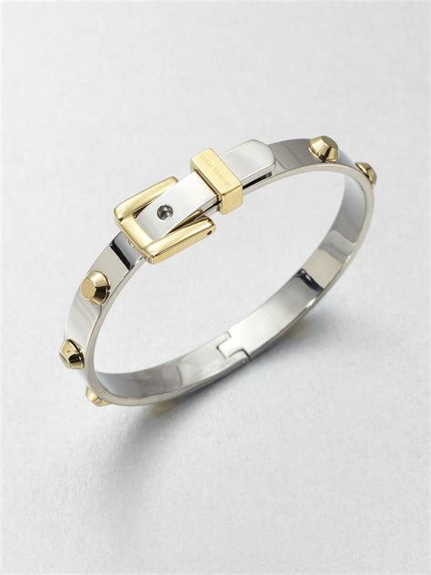 michael kors belt buckle bracelet|Michael Kors stainless steel bracelet.